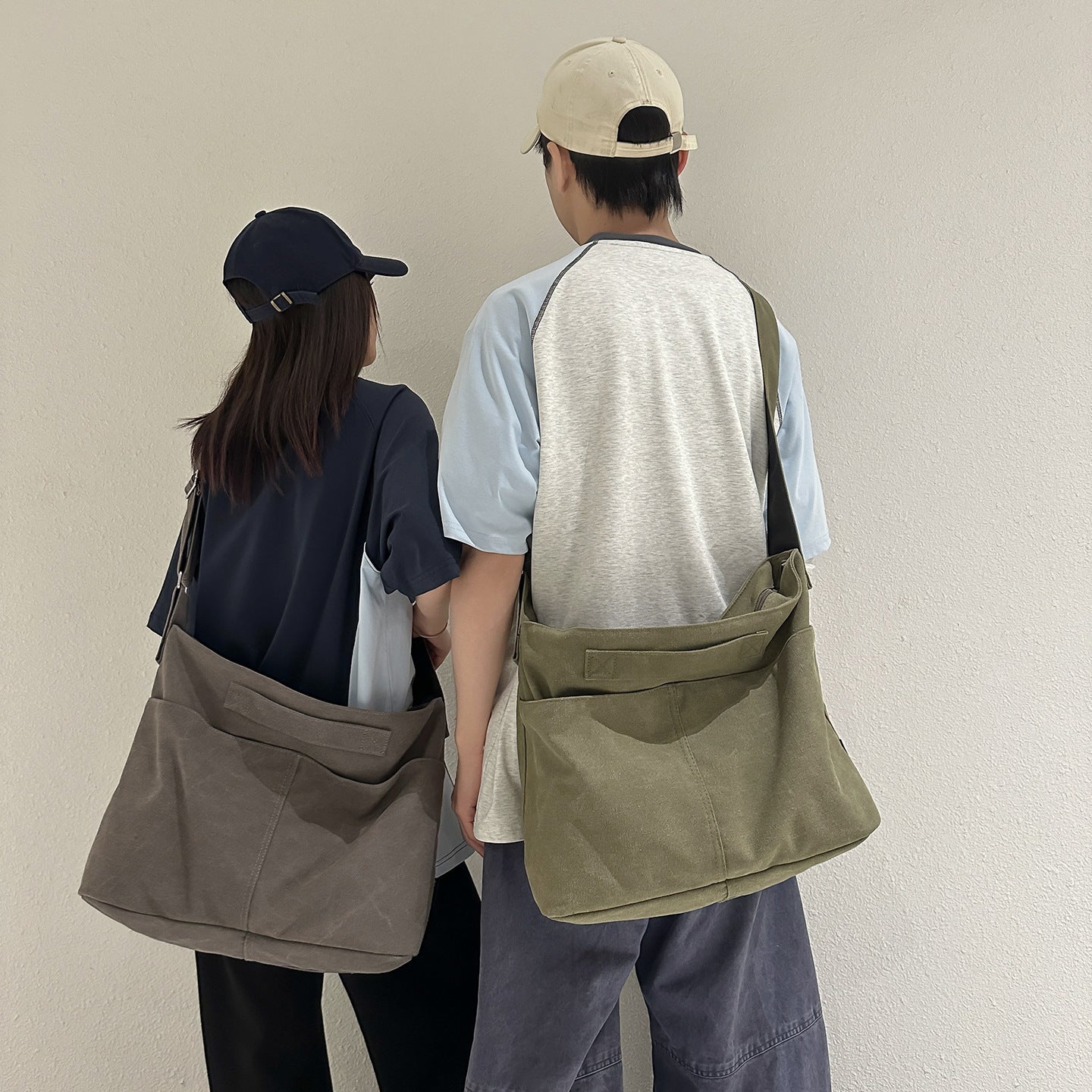 Canvas Crossbody Bag with Large Capacity
