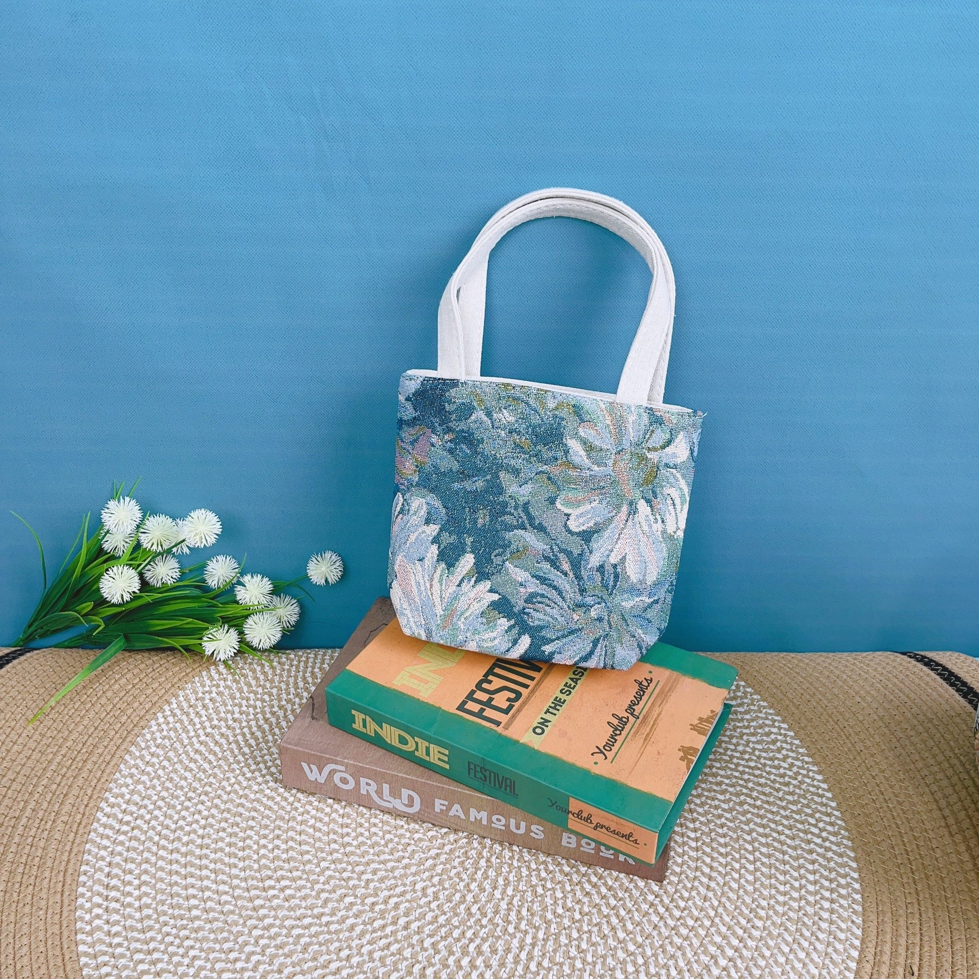 Canvas Embroidered Mini Handbag