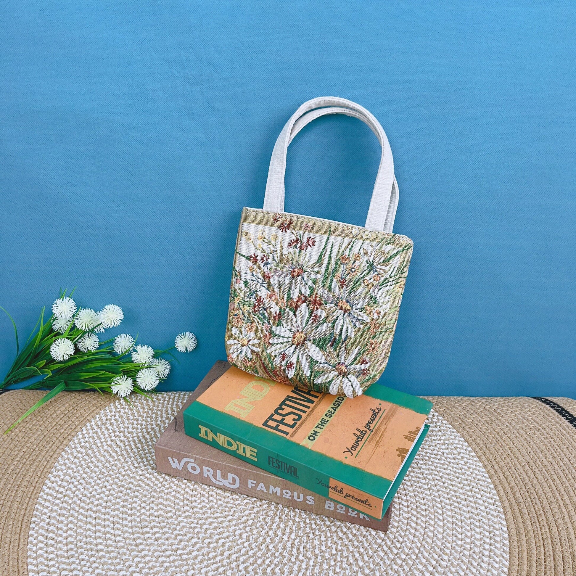 Canvas Embroidered Mini Handbag