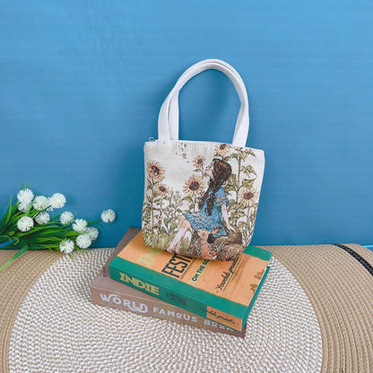 Canvas Embroidered Mini Handbag