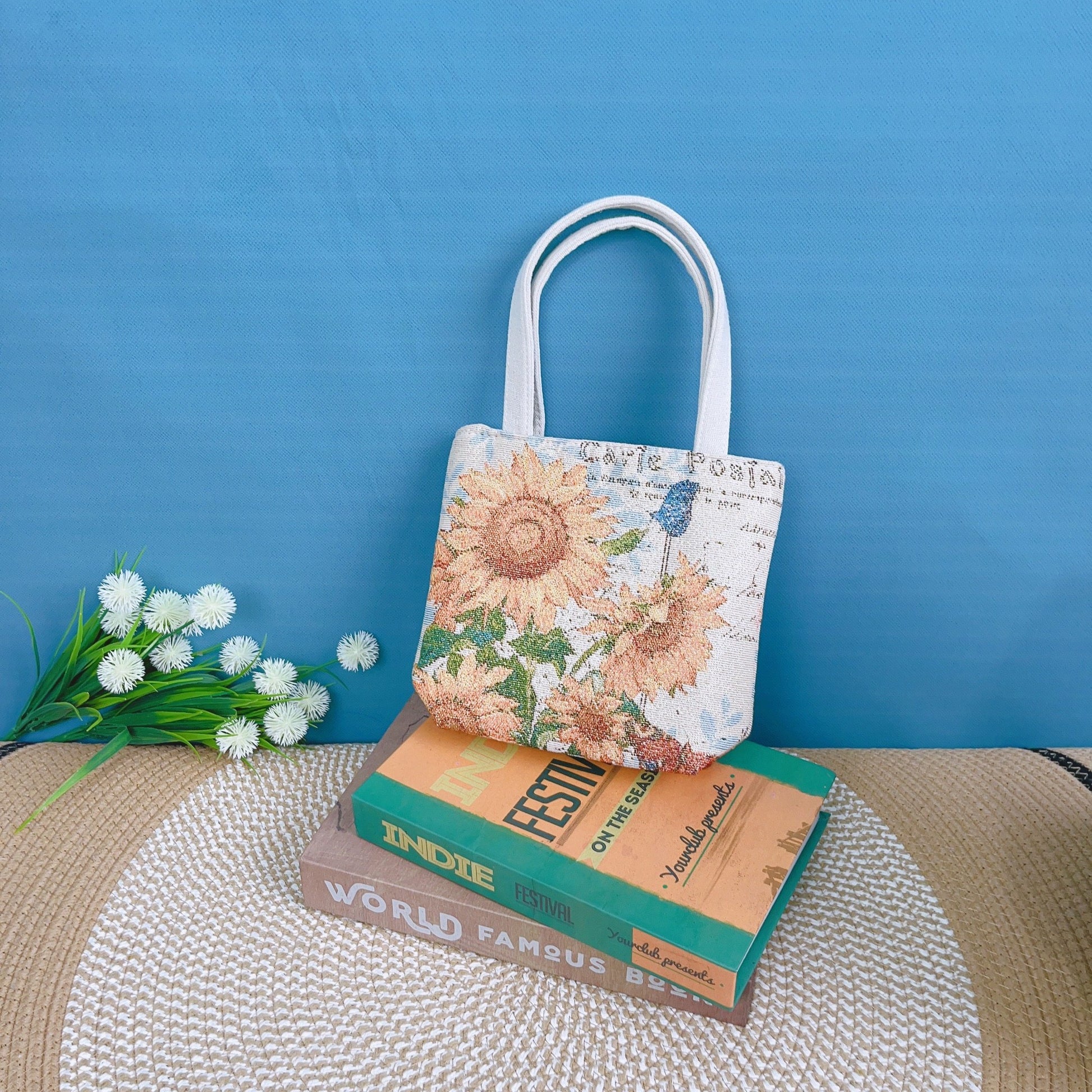 Canvas Embroidered Mini Handbag