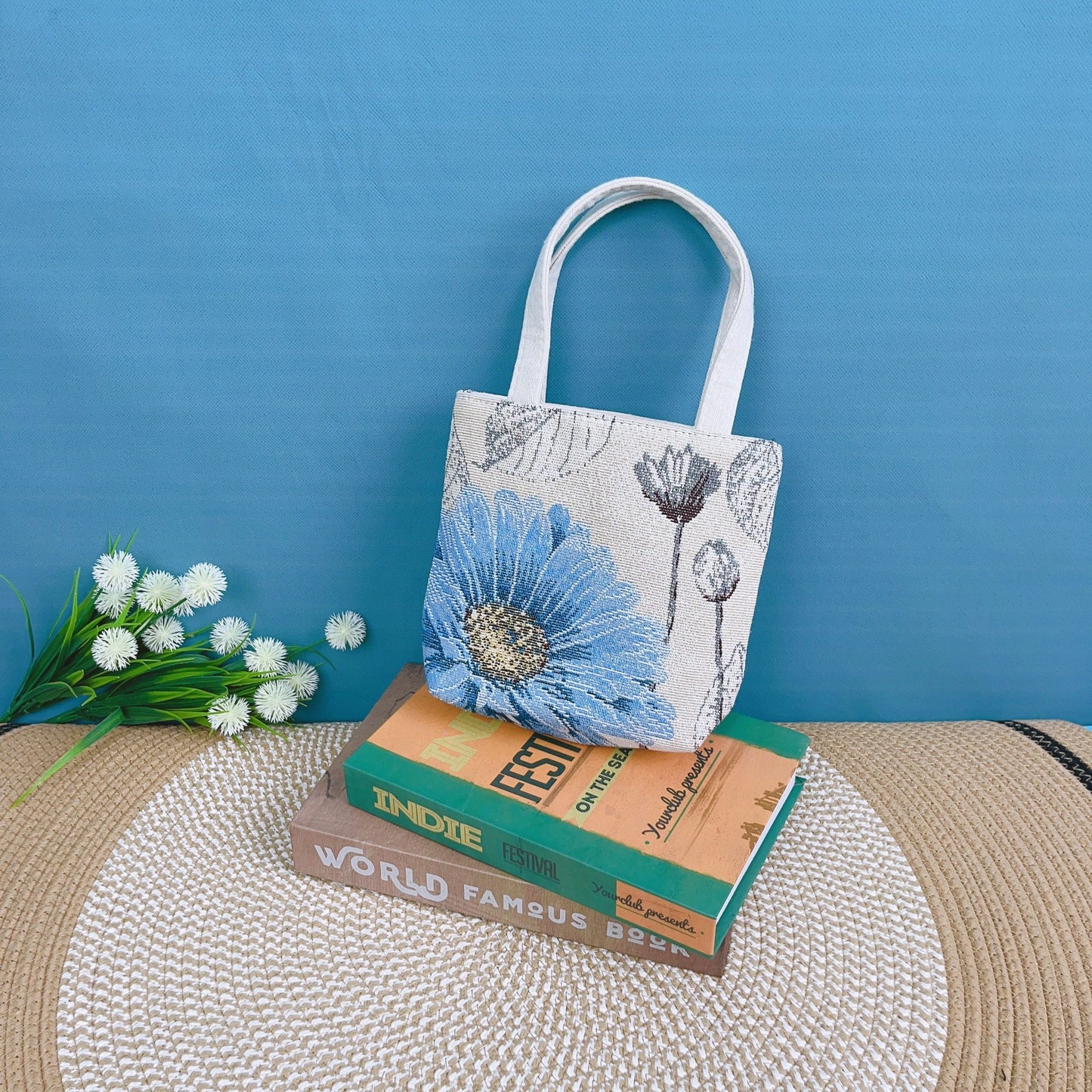 Canvas Embroidered Mini Handbag