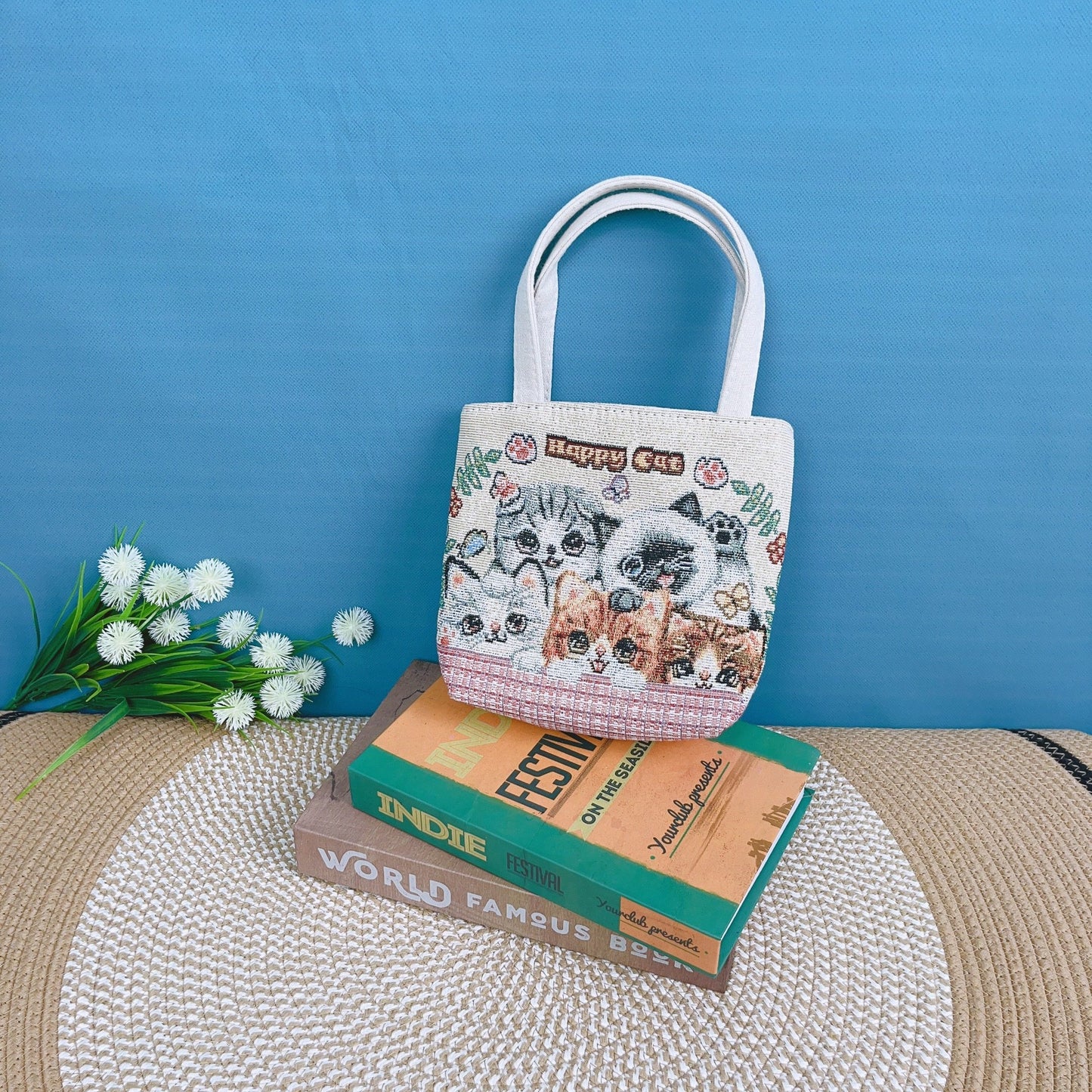 Canvas Embroidered Mini Handbag