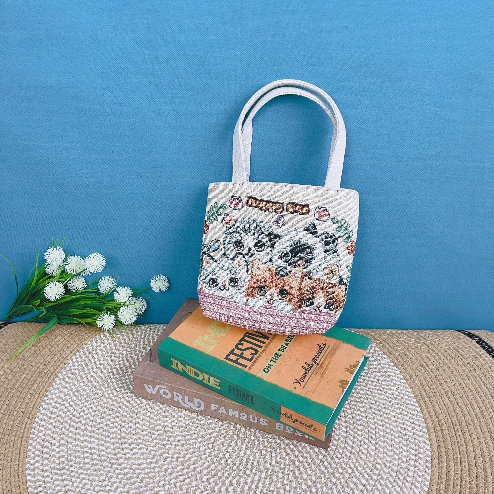 Canvas Embroidered Mini Handbag
