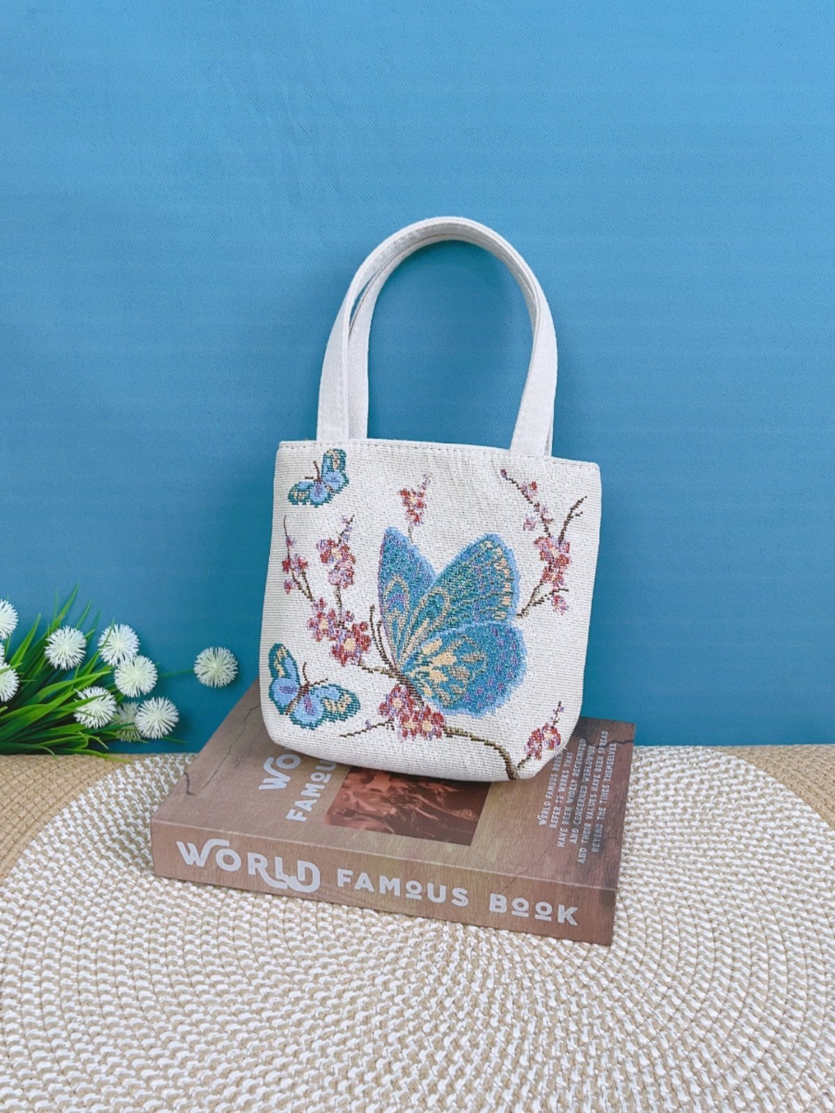 Canvas Embroidered Mini Handbag