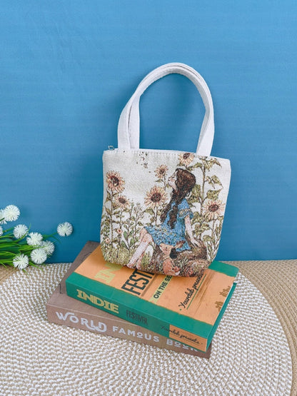 Canvas Embroidered Mini Handbag