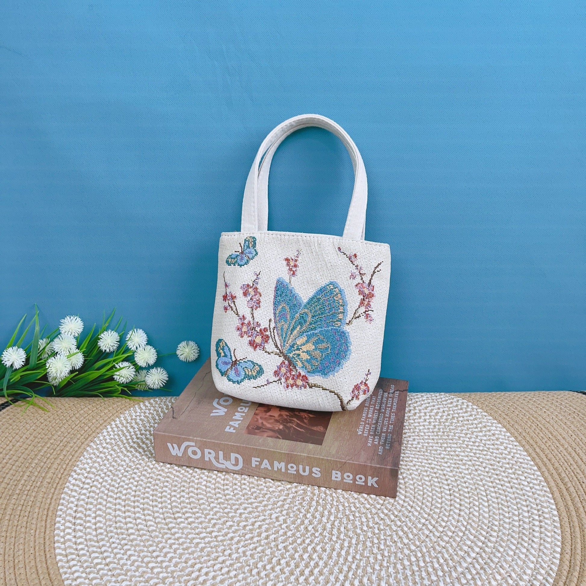 Canvas Embroidered Mini Handbag