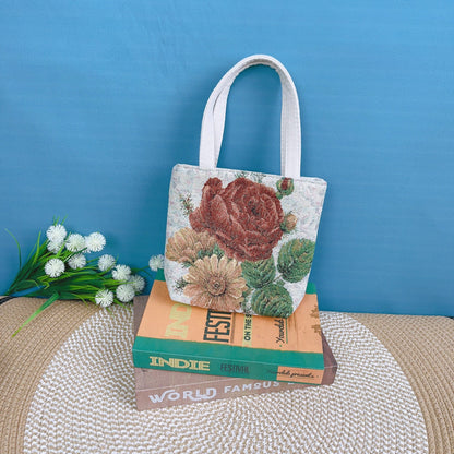 Canvas Embroidered Mini Handbag