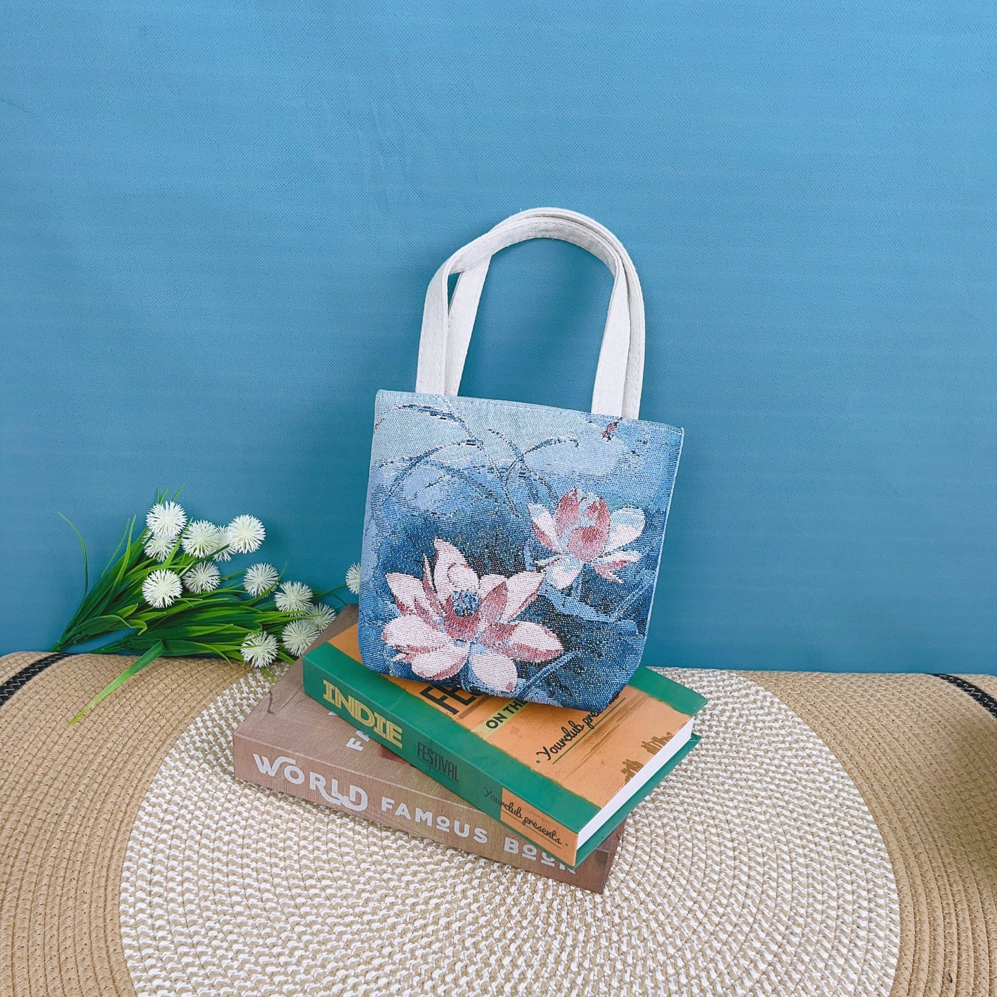 Canvas Embroidered Mini Handbag