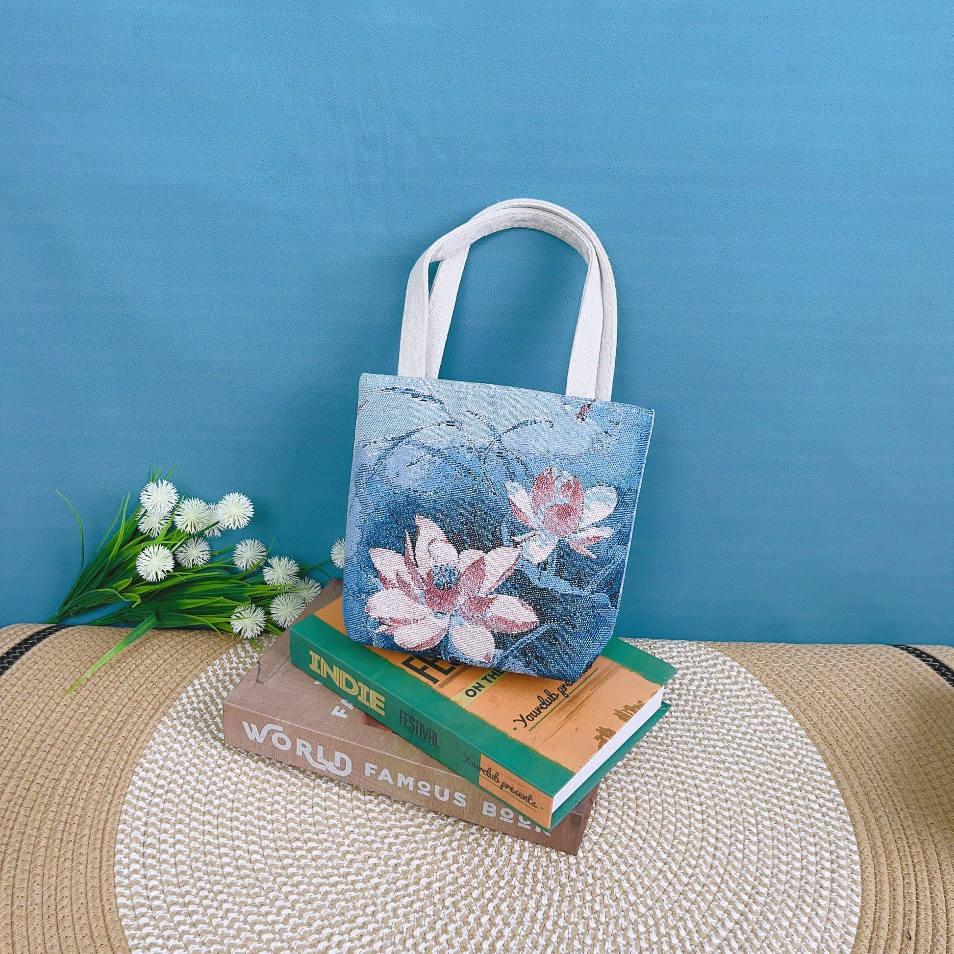 Canvas Embroidered Mini Handbag
