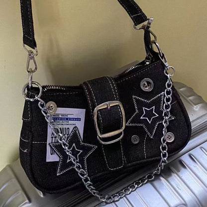 Canvas hand-held chain bag