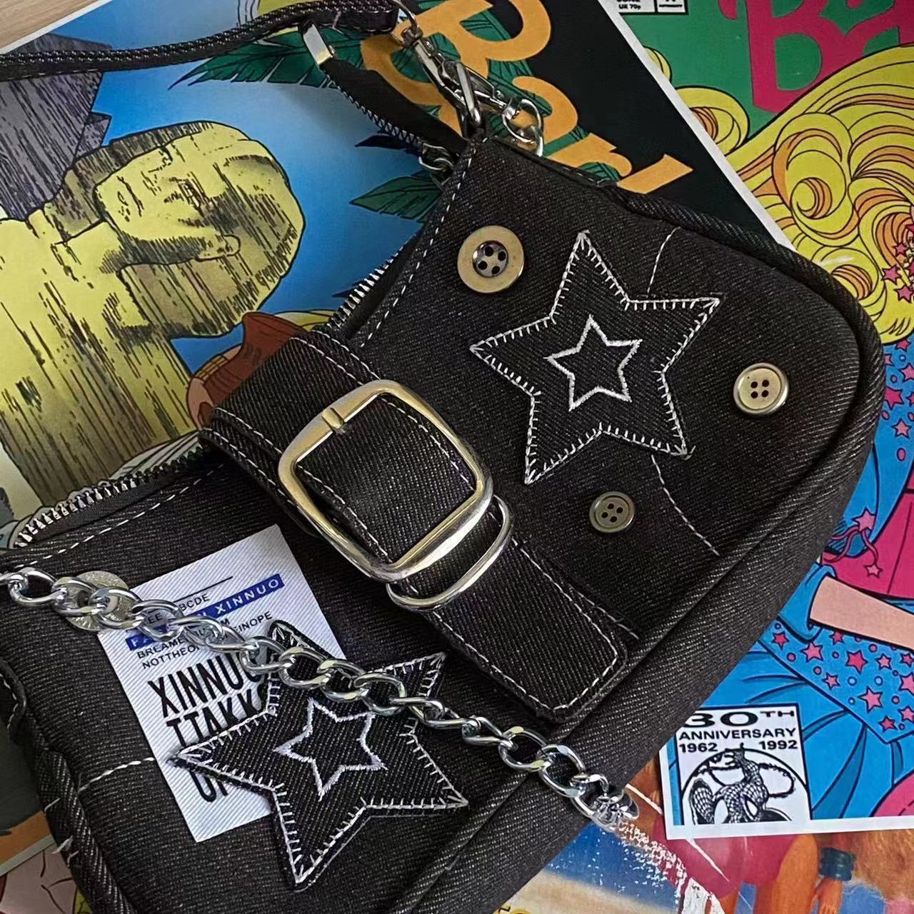 Canvas hand-held chain bag