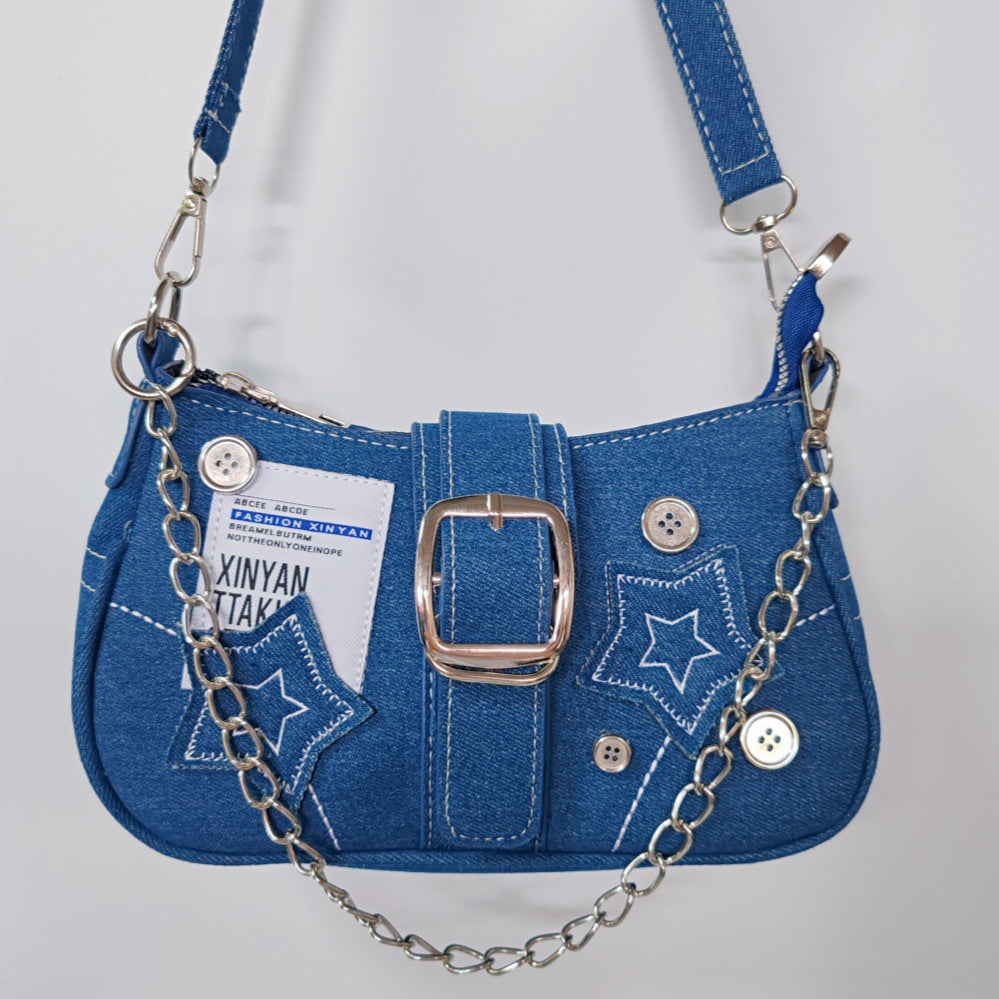 Canvas hand-held chain bag