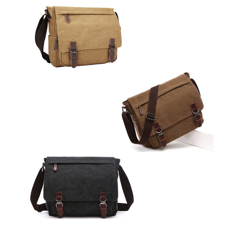 Canvas Messenger Bag with Laptop Compartment