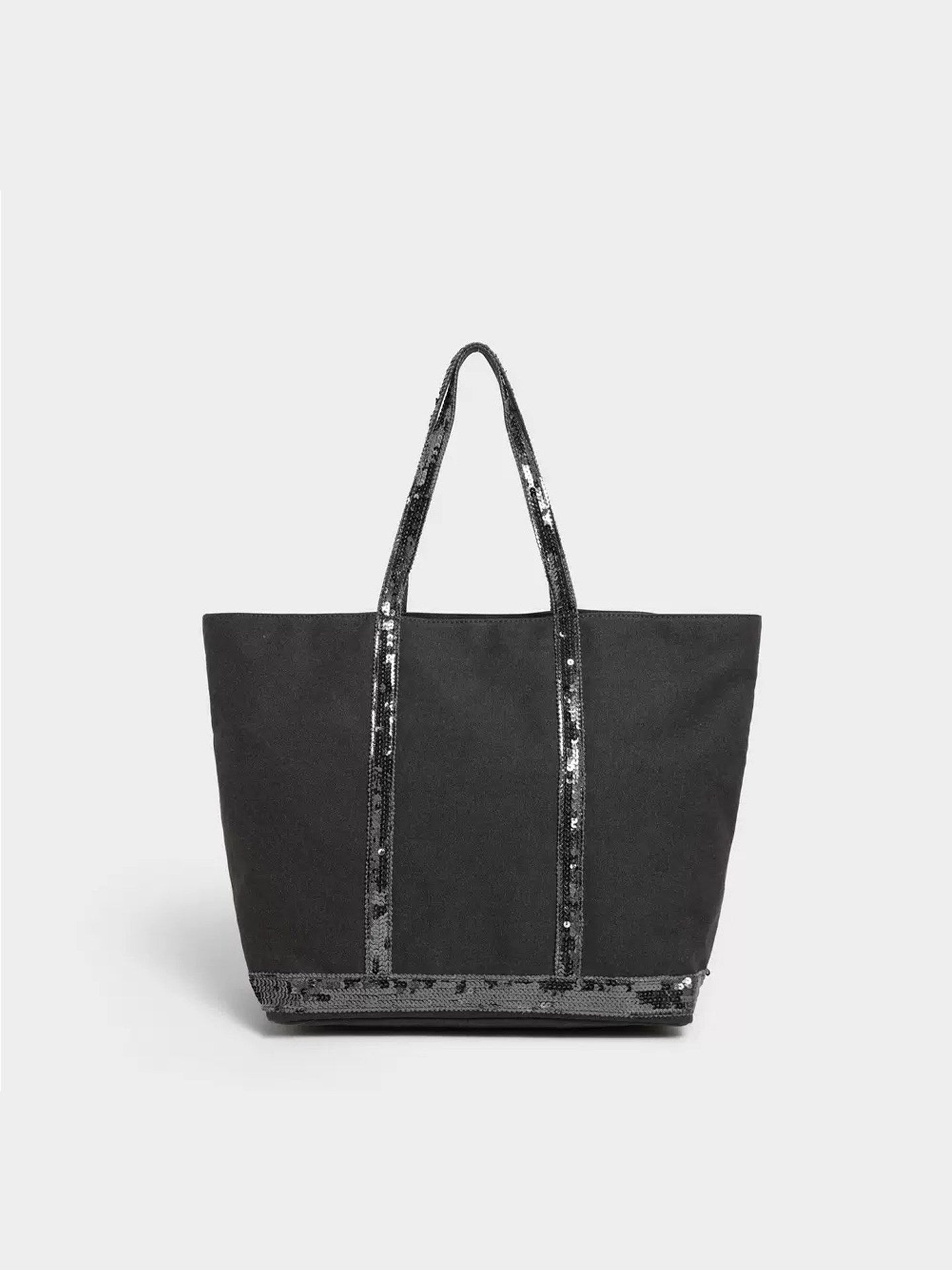 Canvas Sequined Tote Bag with Color-Blocking Design