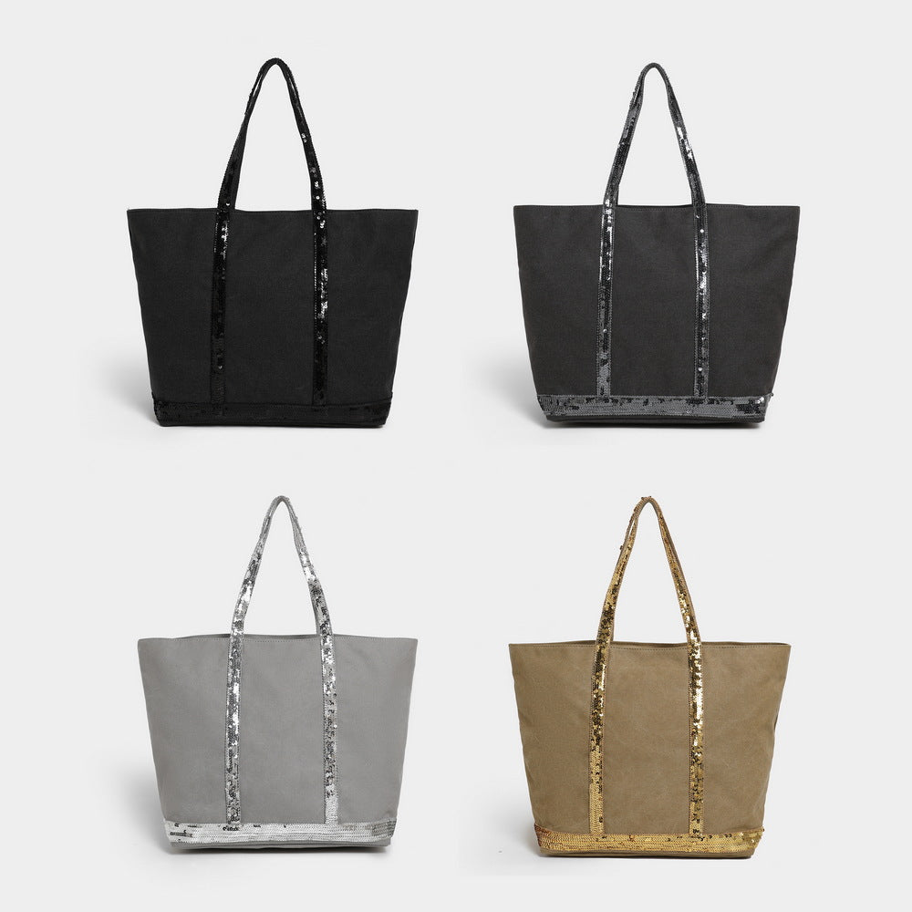 Canvas Sequins Vintage Tote Bag