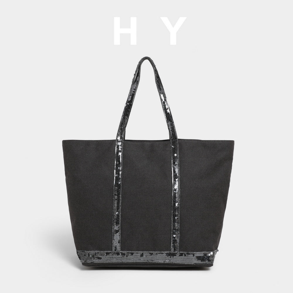 Canvas Sequins Vintage Tote Bag