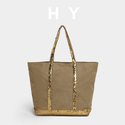 Canvas Sequins Vintage Tote Bag