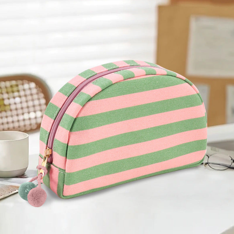 Canvas Striped Toiletry Bag
