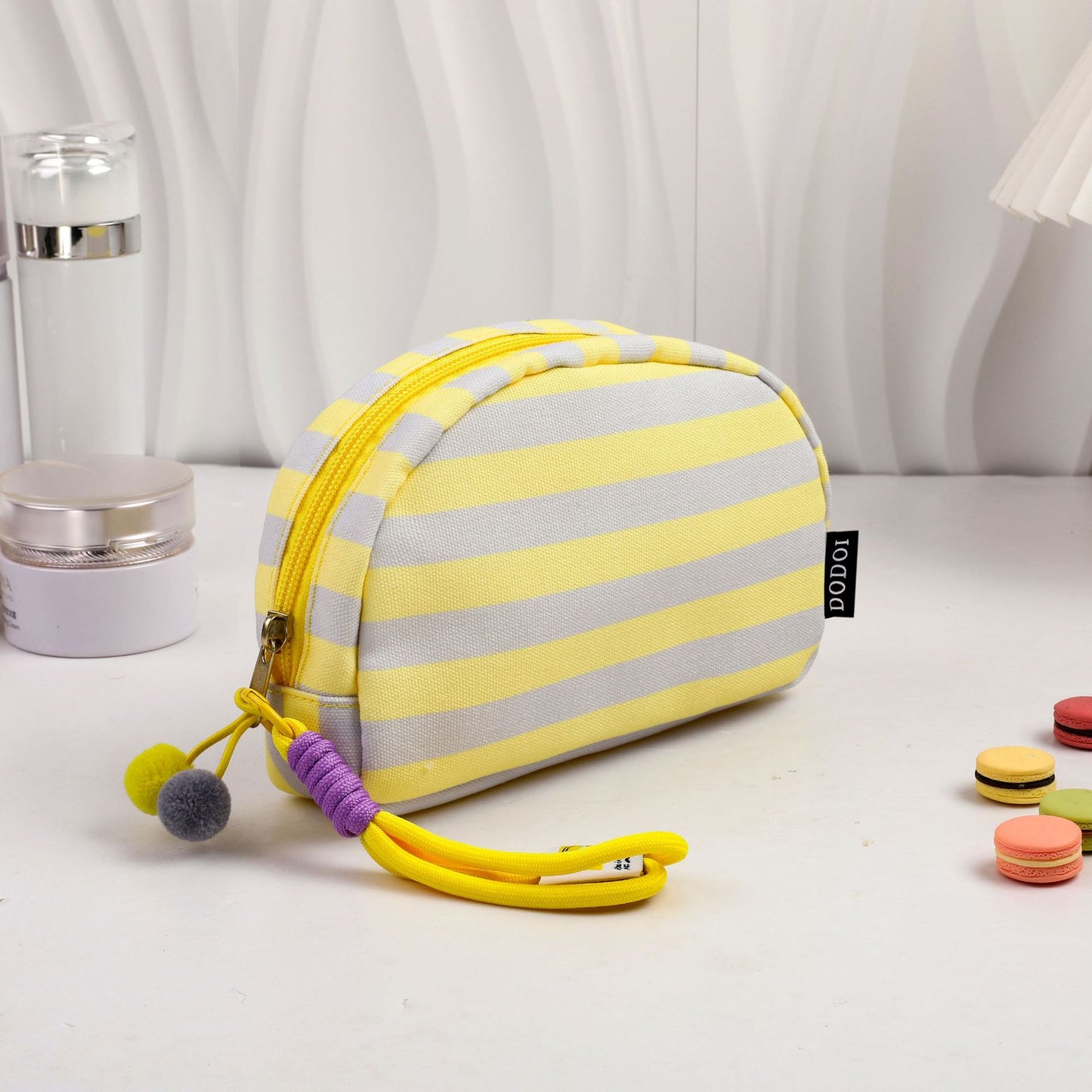 Canvas Striped Toiletry Bag