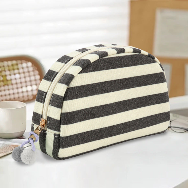 Canvas Striped Toiletry Bag