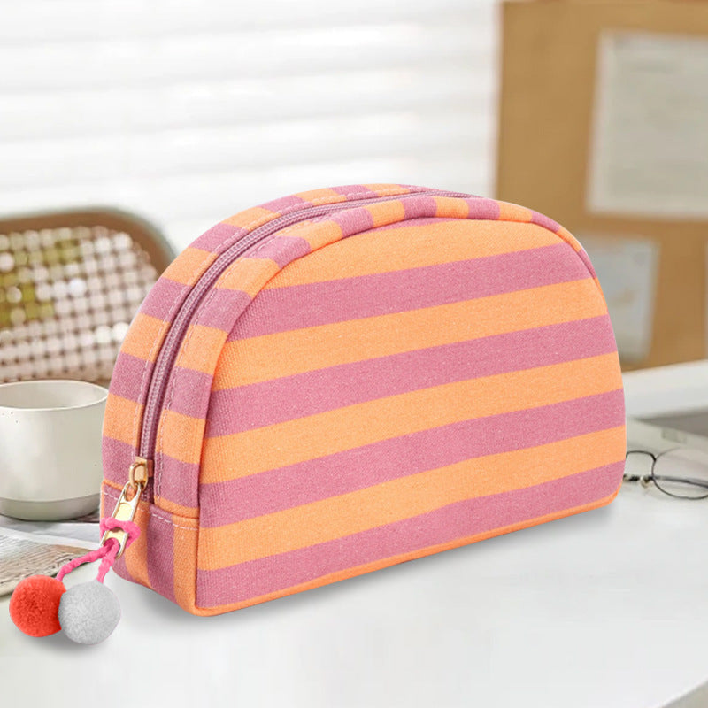 Canvas Striped Toiletry Bag