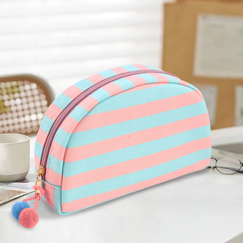 Canvas Striped Toiletry Bag