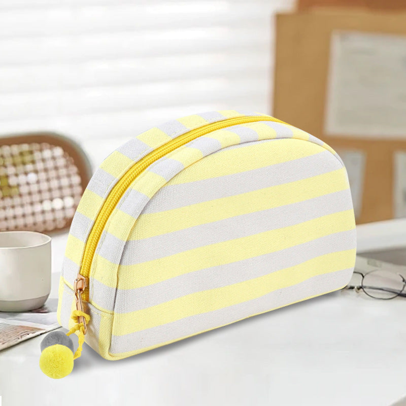 Canvas Striped Toiletry Bag