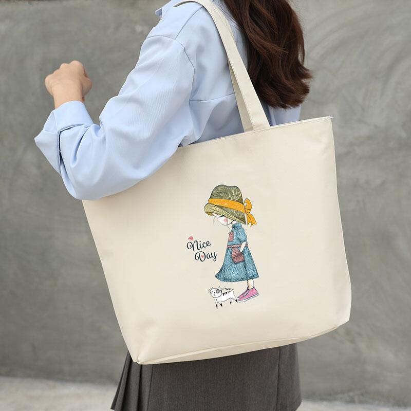 Canvas Tote Bag with Trendy Prints