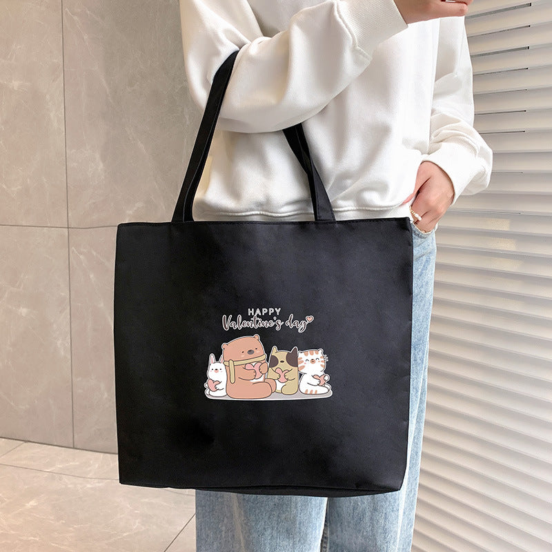 Canvas Tote Bag with Trendy Prints