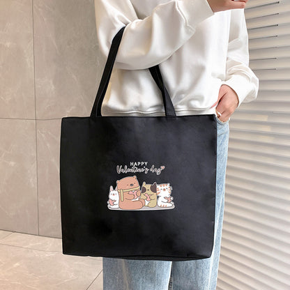 Canvas Tote Bag with Trendy Prints