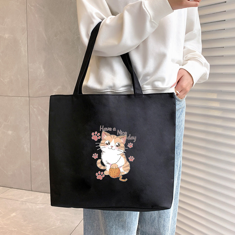 Canvas Tote Bag with Trendy Prints