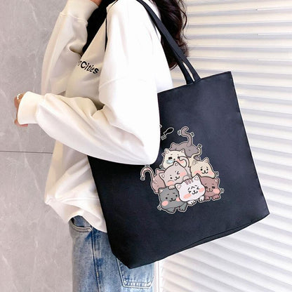 Canvas Tote Bag with Trendy Prints