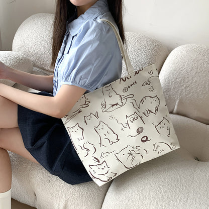 Canvas Tote Bag with Trendy Prints