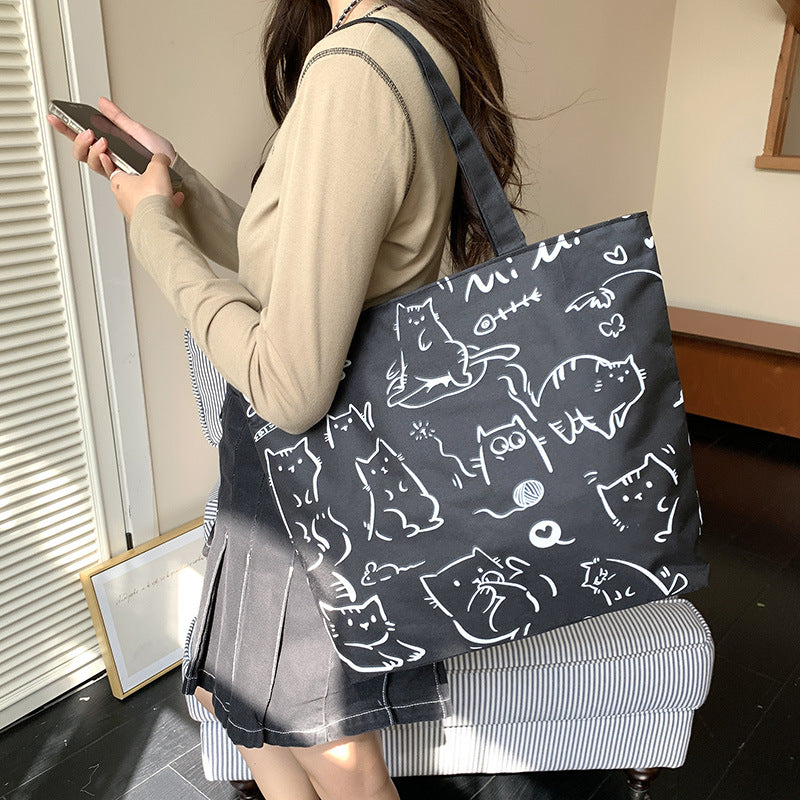 Canvas Tote Bag with Trendy Prints