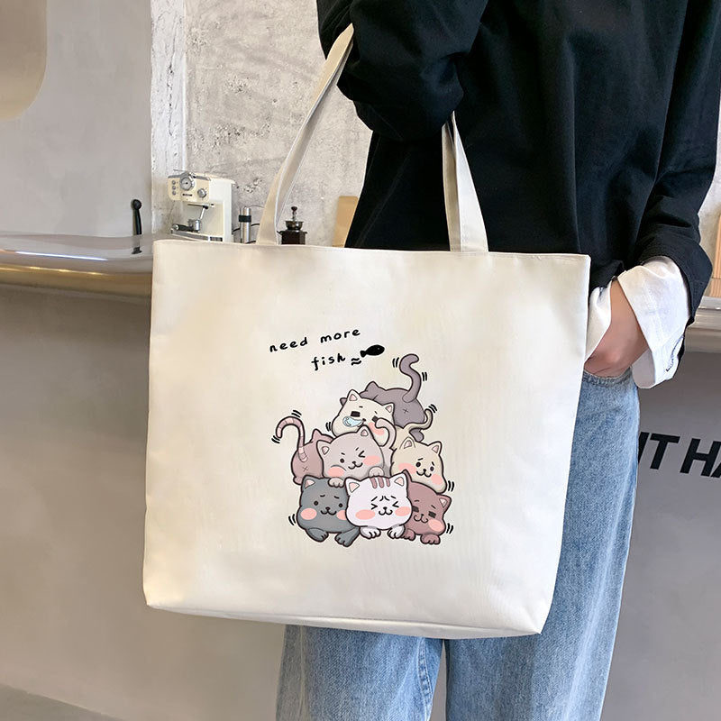 Canvas Tote Bag with Trendy Prints