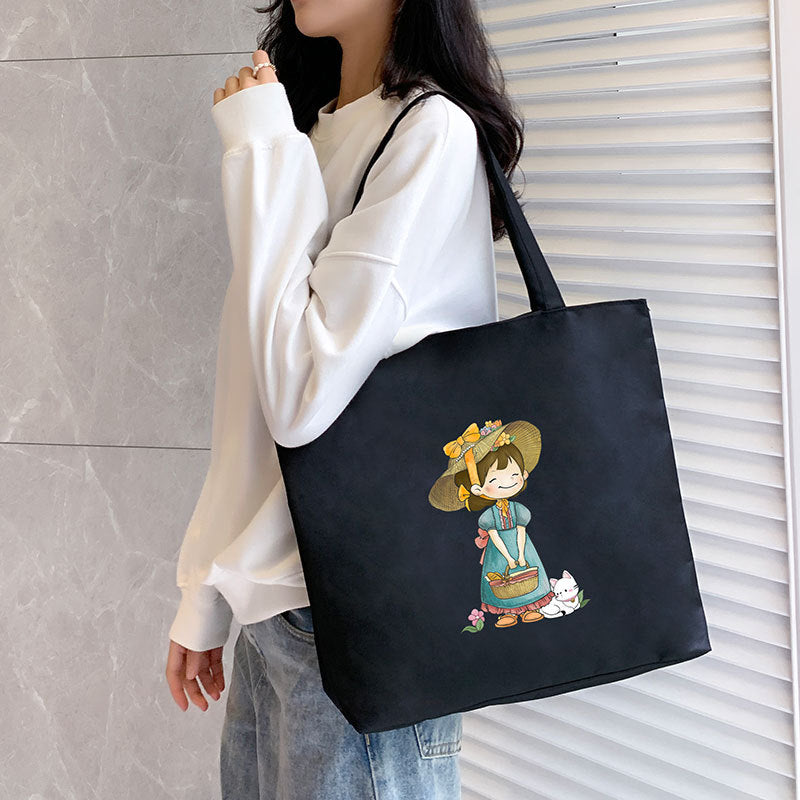 Canvas Tote Bag with Trendy Prints