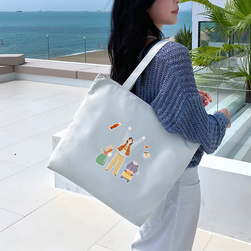 Canvas Tote Bag with Trendy Prints