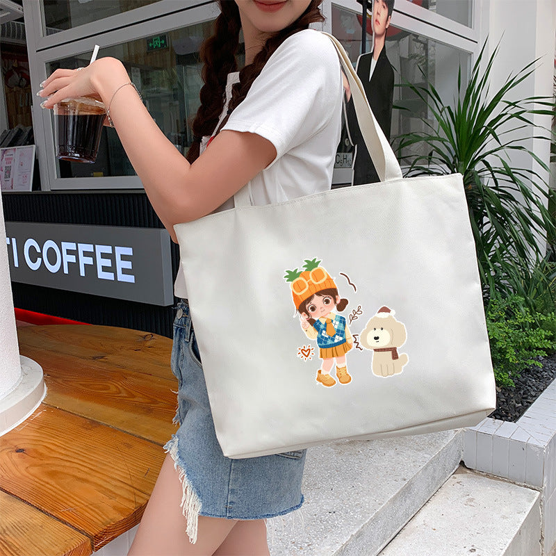 Canvas Tote Bag with Trendy Prints
