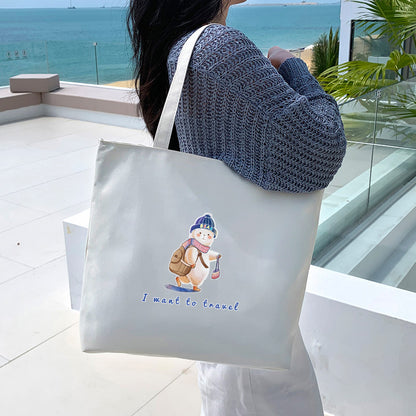 Canvas Tote Bag with Trendy Prints