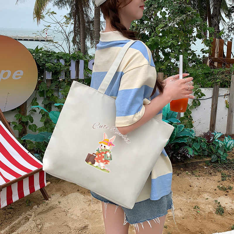 Canvas Tote Bag with Trendy Prints
