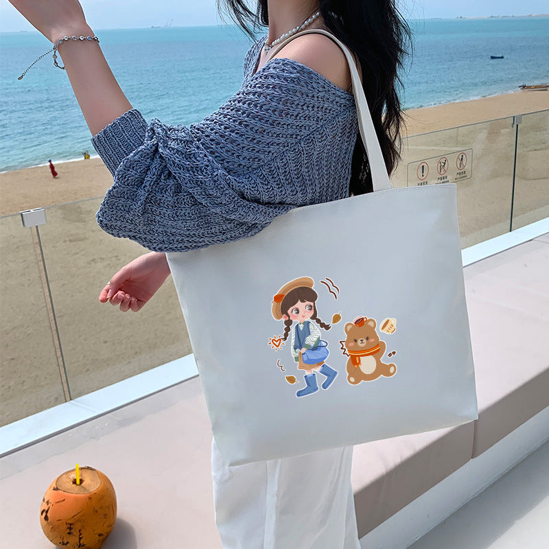 Canvas Tote Bag with Trendy Prints