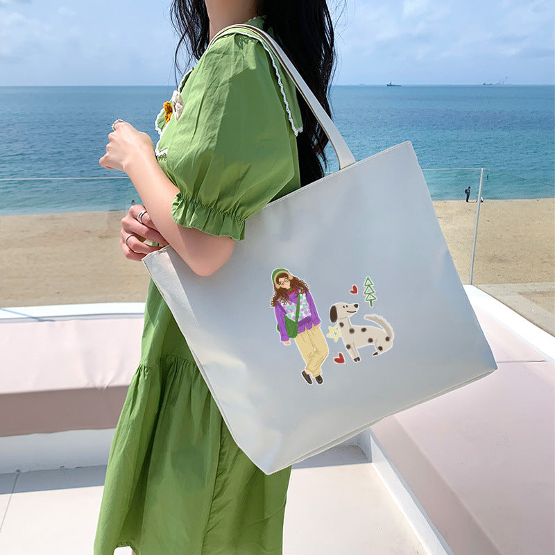 Canvas Tote Bag with Trendy Prints