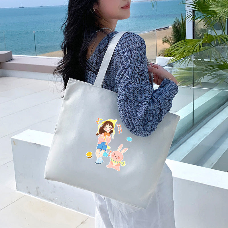 Canvas Tote Bag with Trendy Prints