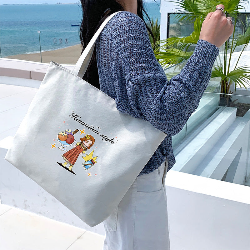 Canvas Tote Bag with Trendy Prints