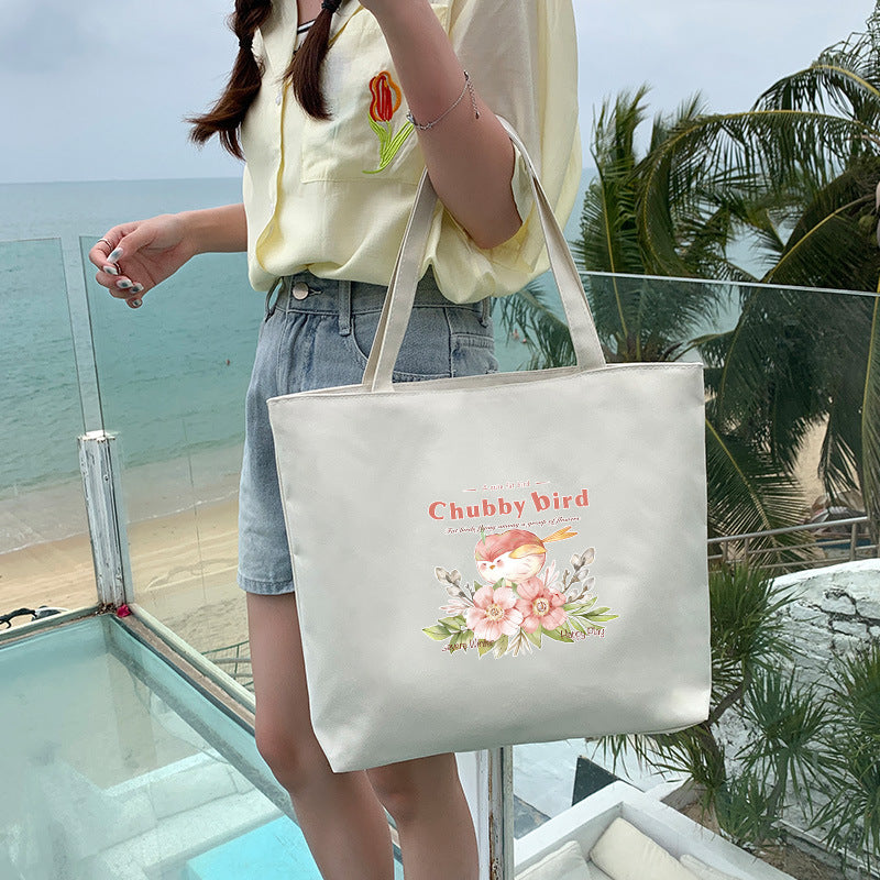 Canvas Tote Bag with Trendy Prints