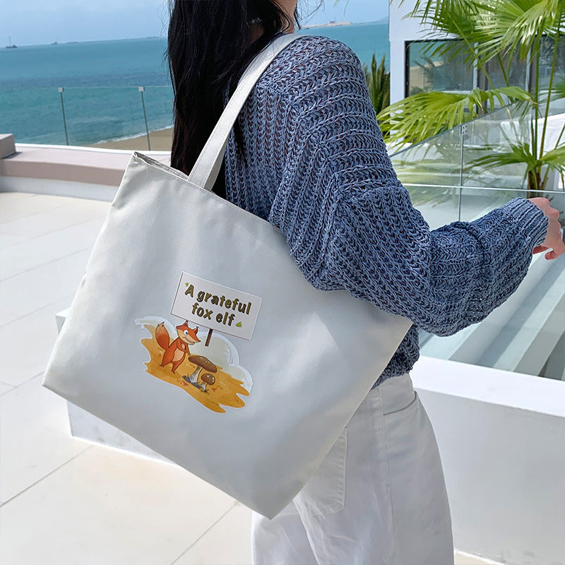 Canvas Tote Bag with Trendy Prints