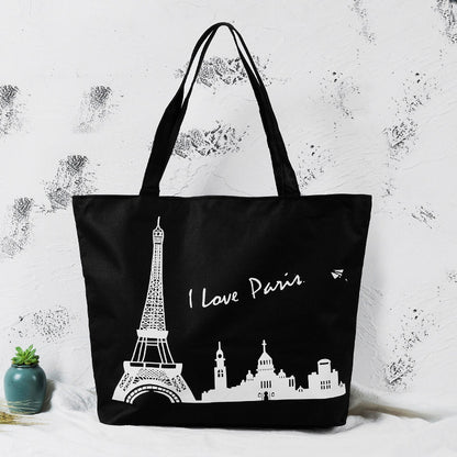 Canvas Tote Bag with Zipper Compartments