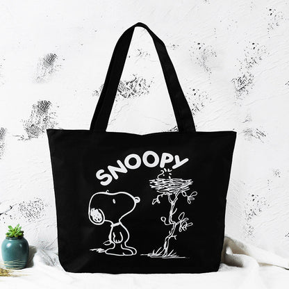 Canvas Tote Bag with Zipper Compartments