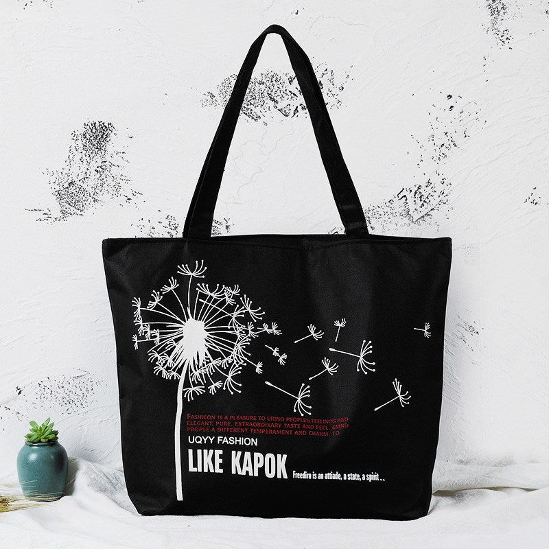 Canvas Tote Bag with Zipper Compartments